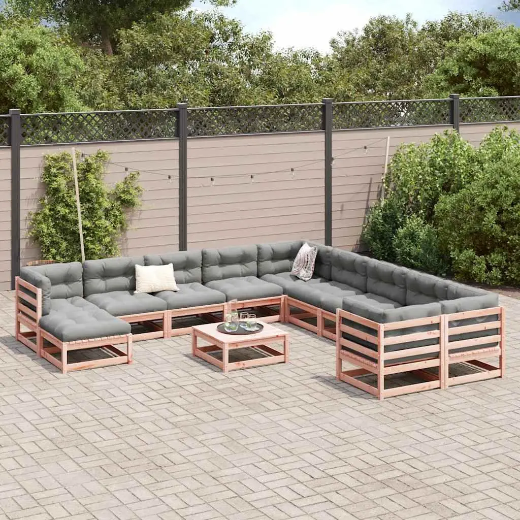 Garden Sofa Set Modular Outdoor Furniture 12 Piece Brown Douglas Fir with Cushions
