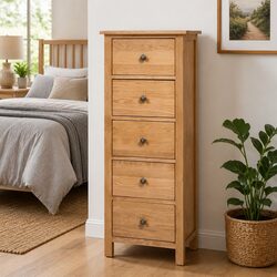 Warm and Functional 5 Drawer Chest of Drawers in Brown