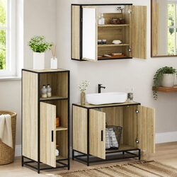 Practical Brown 3-Piece Bathroom Furniture Collection