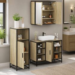 3-Piece Brown Bathroom Furniture Set for Practical Use