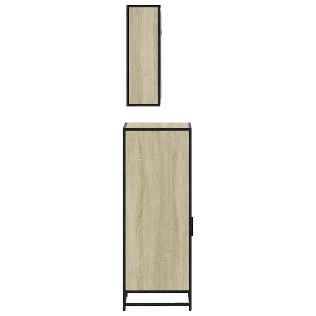 Bathroom Furniture Set Vanity Cabinet Mirror Storage 3 Piece Sonoma Oak Brown