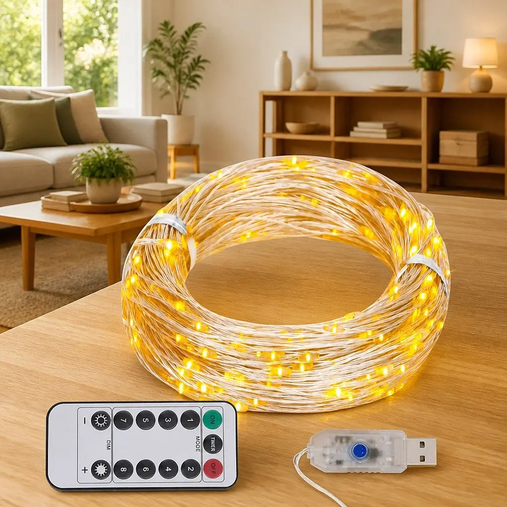 LED String Lights Warm White 15m Decorative for Christmas Party Wedding Holiday