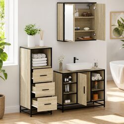 Reliable 3 Piece Bathroom Set with Storage and Mirror