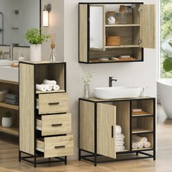 Versatile 3 Piece Brown Bathroom Furniture Set