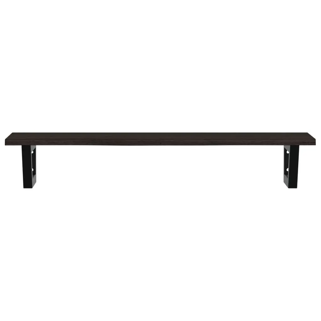 Wall Mounted Basin Shelf Bathroom Vanity Storage Steel Brown Oak Wood Countertop