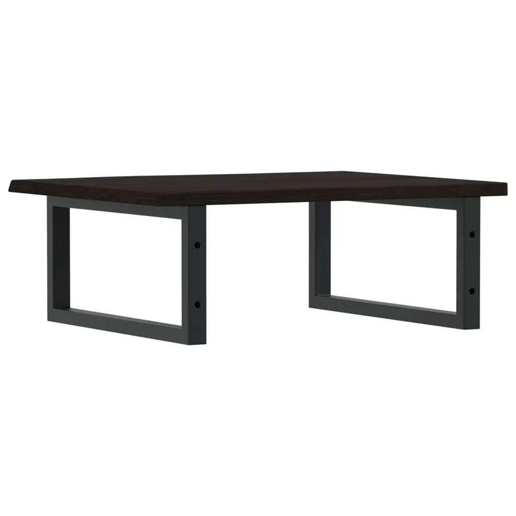 Wall Mounted Basin Shelf Bathroom Storage Brown Steel and Solid Oak Wood