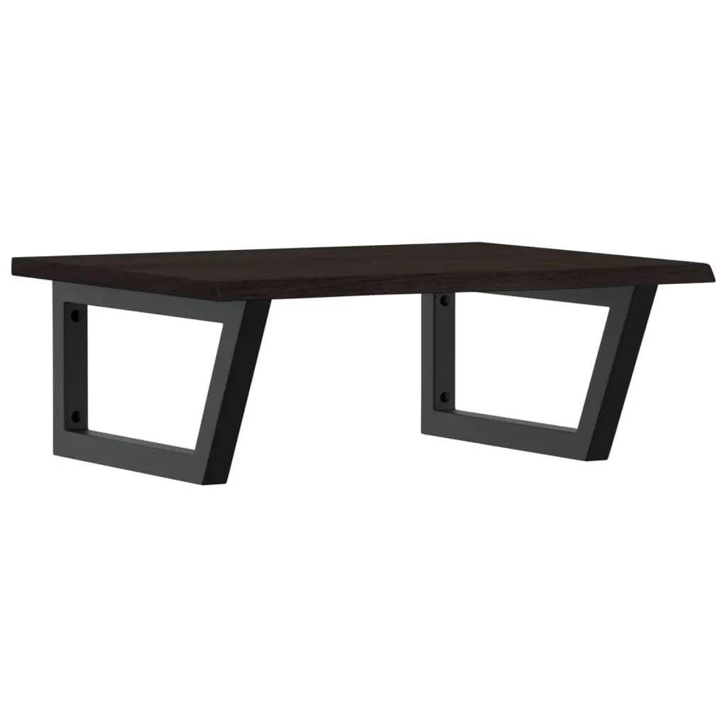 Wall Mounted Basin Shelf Bathroom Storage Steel Oak Wood Brown