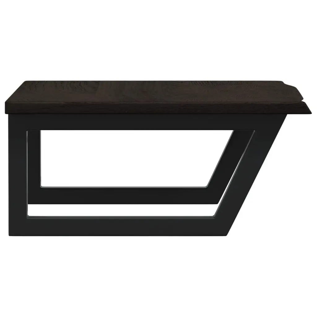 Wall Mounted Basin Shelf Bathroom Storage Steel Oak Wood Brown