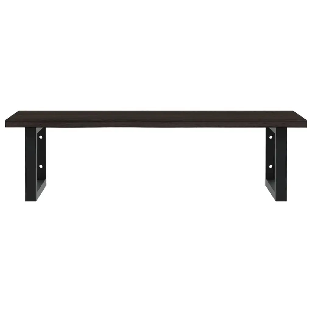 Wall Mounted Basin Shelf Bathroom Storage Steel Oak Wood Floating Cabinet