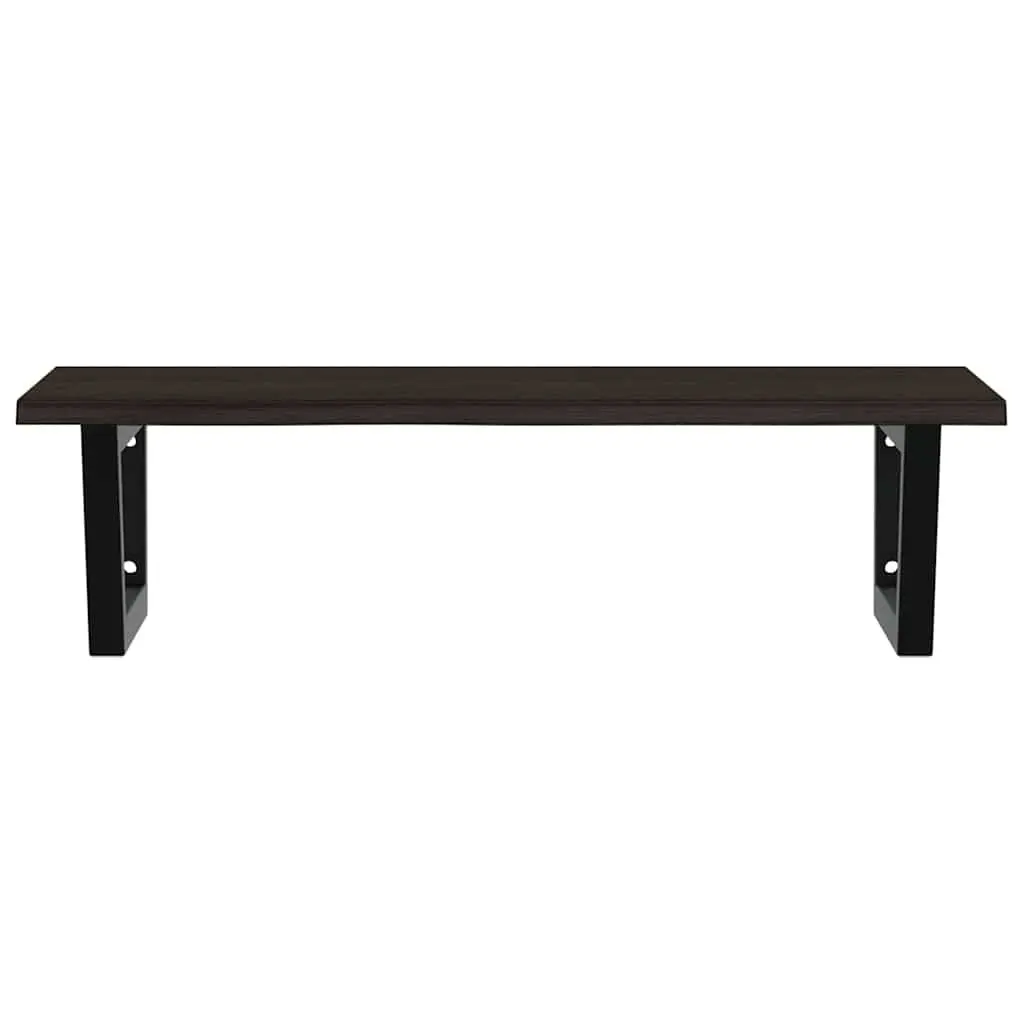 Wall Mounted Basin Shelf Bathroom Storage Steel Oak Wood Brown Floating