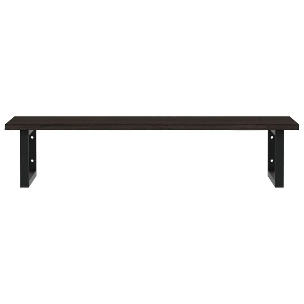 Wall Mounted Basin Shelf Bathroom Storage Steel Oak Wood Floating Brown