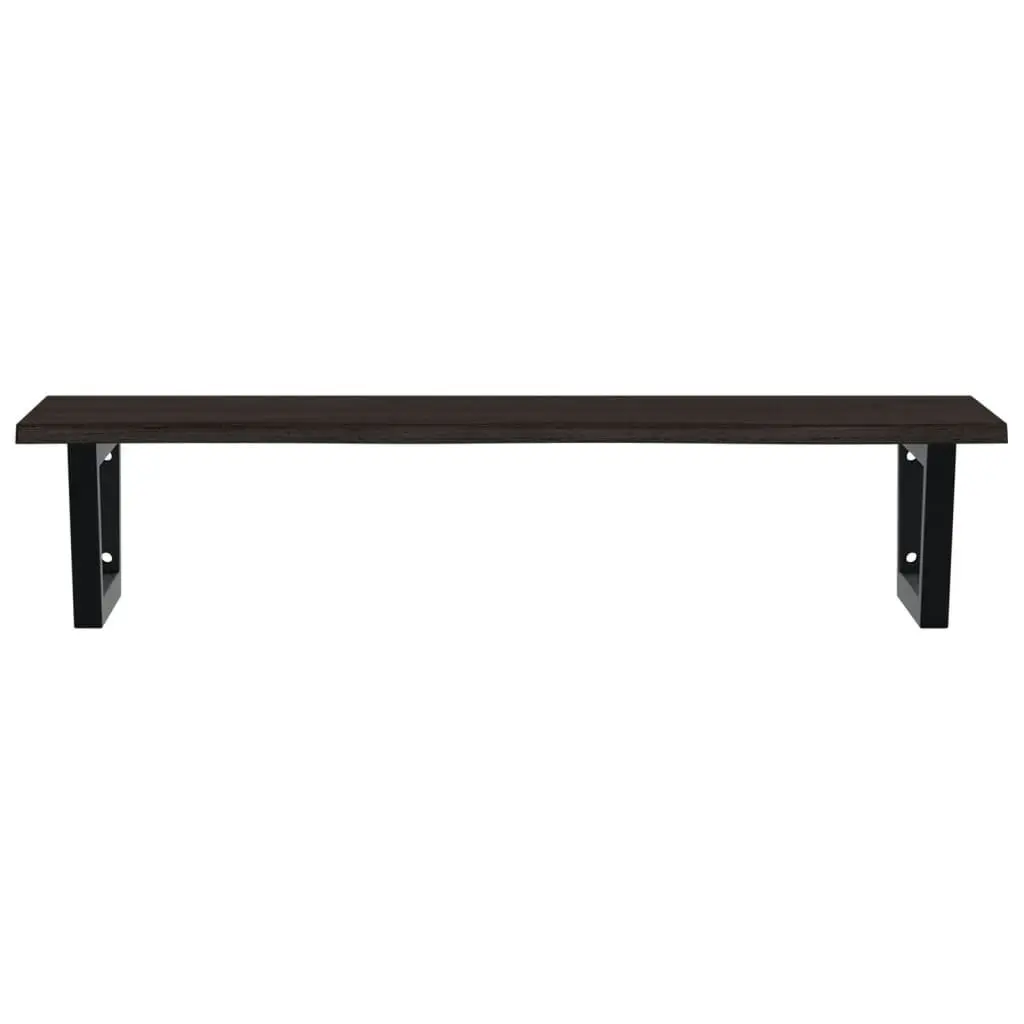 Wall Mounted Basin Shelf Bathroom Storage Steel Oak Wood Brown Floating