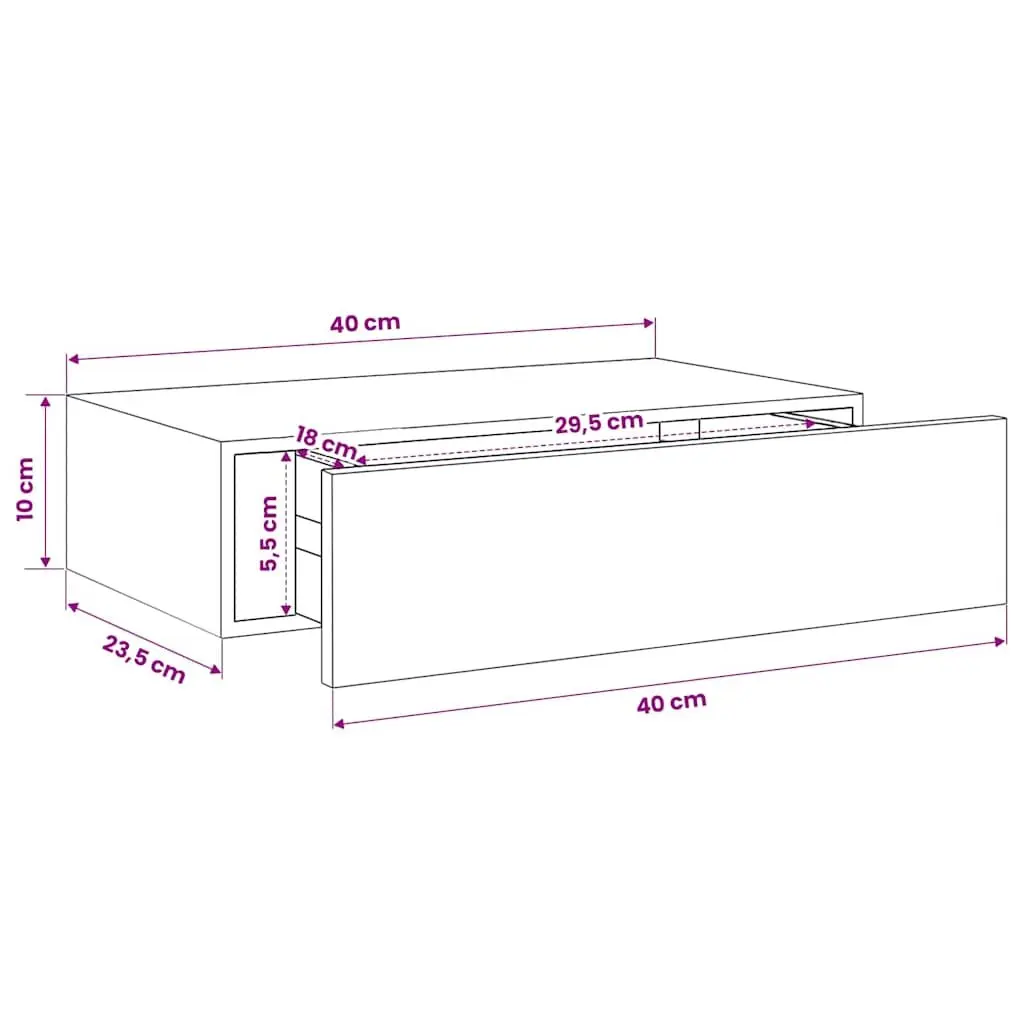 Wall-mounted Drawer Shelf Storage Organizer 40x23.5x10cm White