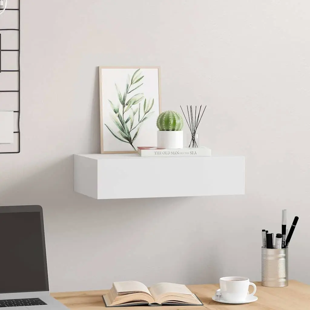 Wall-mounted Drawer Shelf Storage Organizer 40x23.5x10cm White