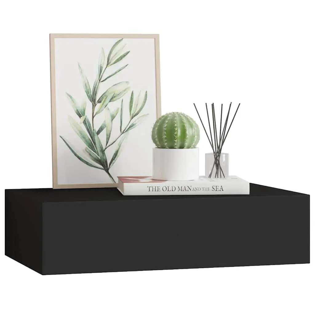 Wall-mounted Drawer Shelf Storage Organizer 40x23.5x10cm Black