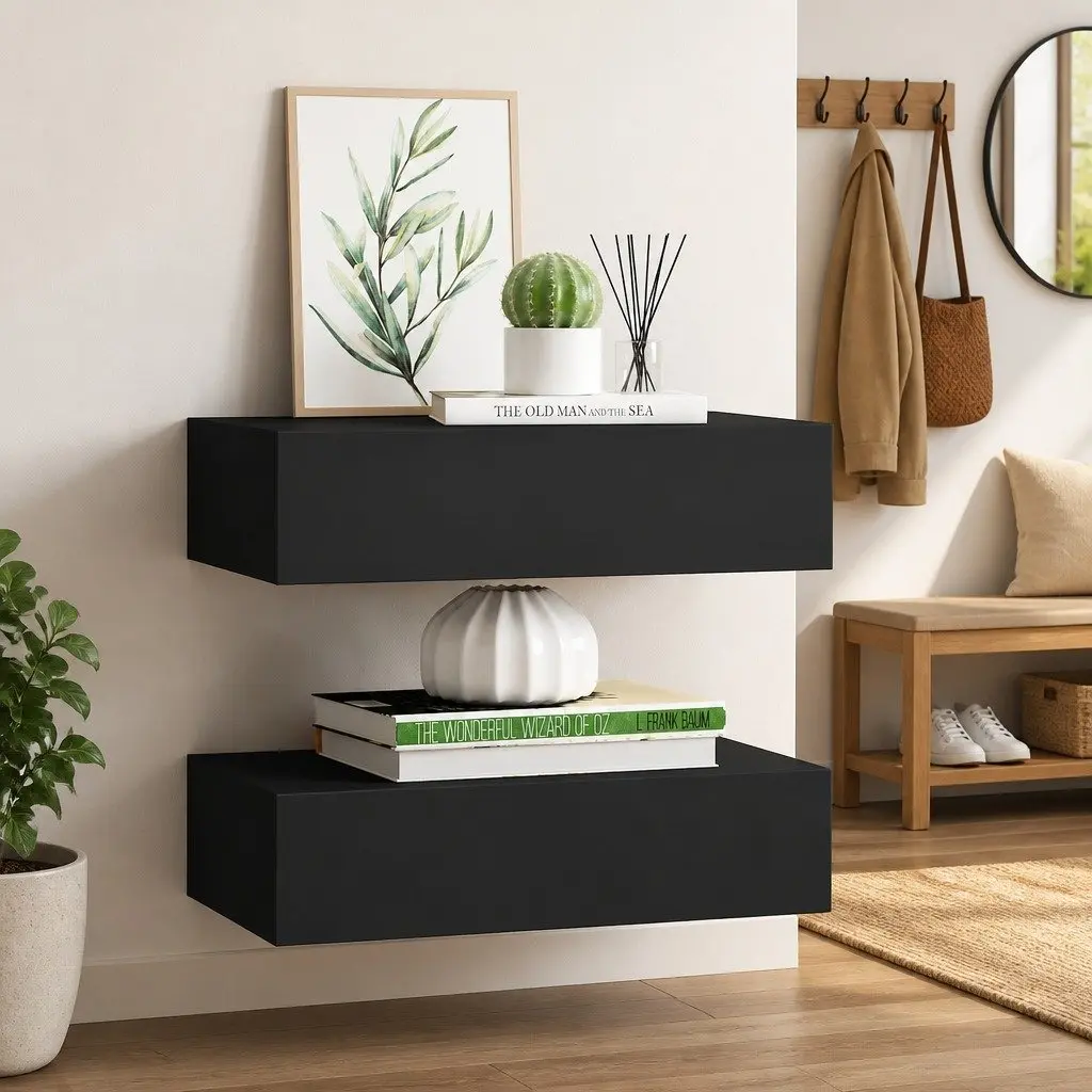 Black Floating Drawer Shelves for Easy Organization