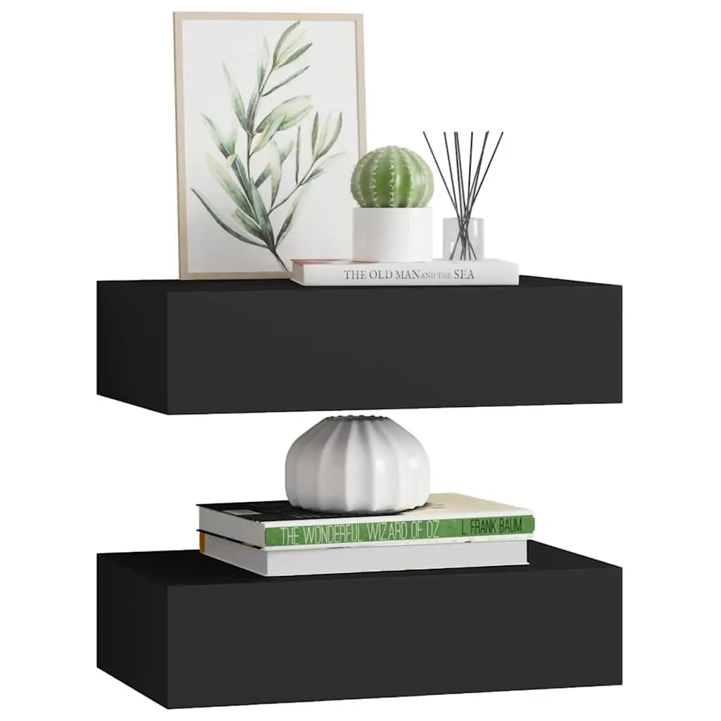 Black Floating Drawer Shelves for Easy Organization