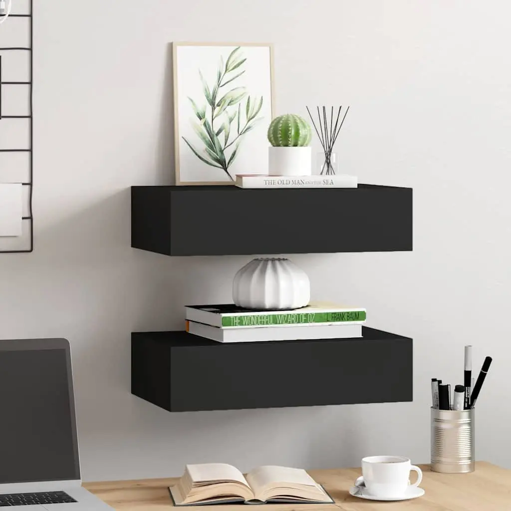 Black Floating Drawer Shelves for Easy Organization
