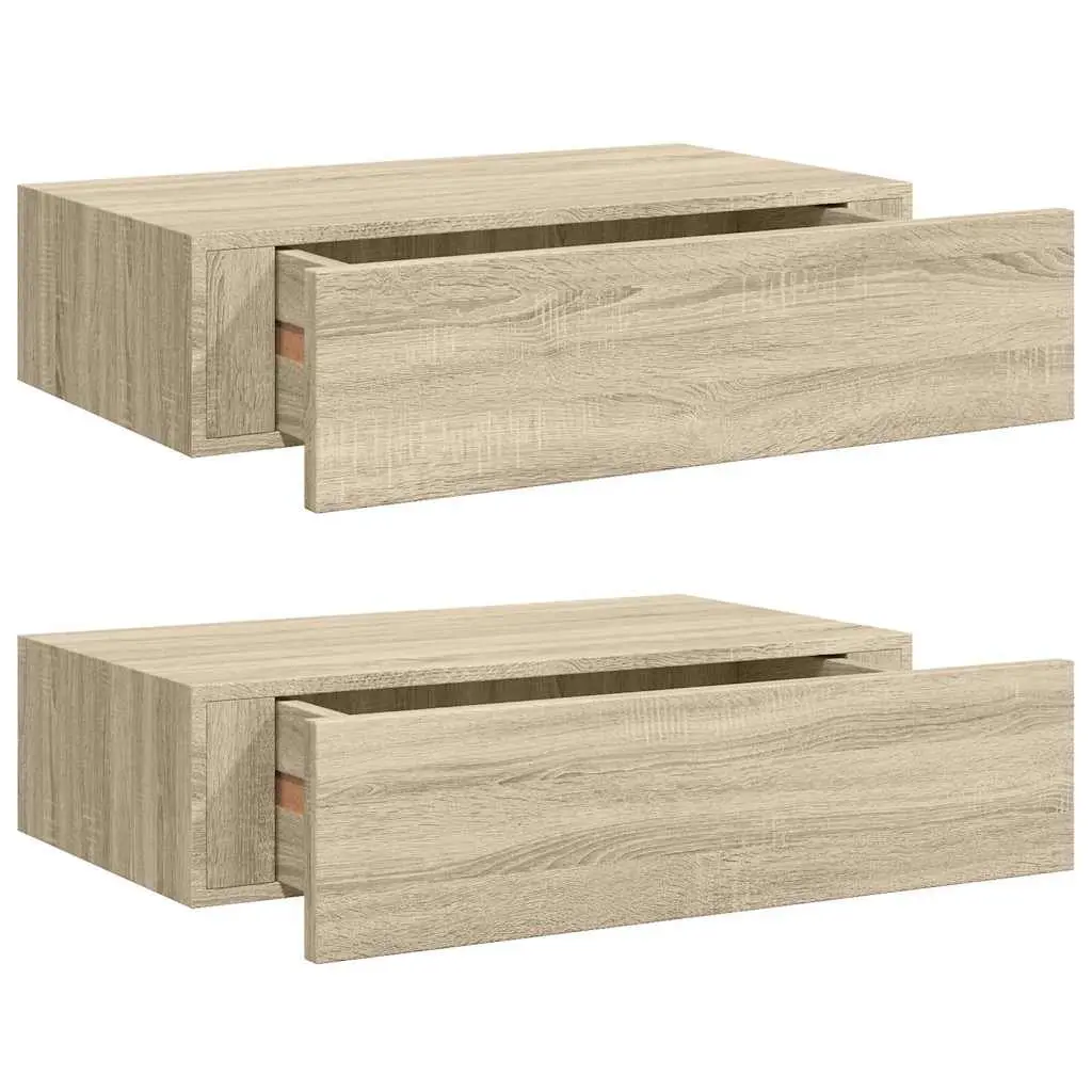 Wall-mounted Drawer Shelves Floating Storage 40x23.5x10cm Brown Set of 2