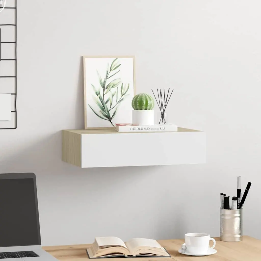 Wall-mounted Drawer Shelf MDF Floating Storage Bedroom Living Room Decor