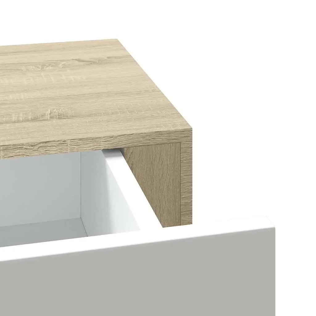 Wall Drawer Shelves Floating Storage Organiser 40 x 23.5 x 10 cm Oak and White 2 Piece