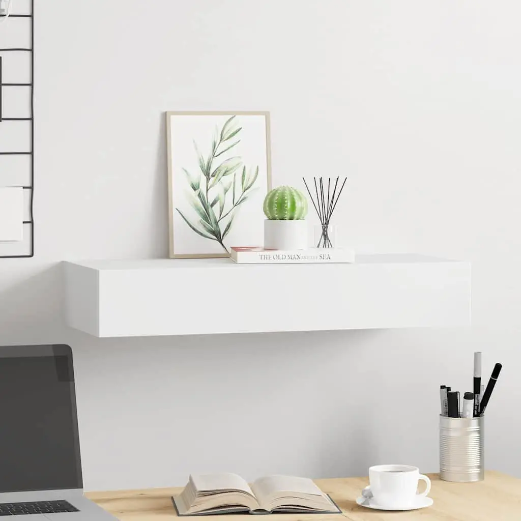 Wall-mounted Drawer Shelf Organizer 60x23.5x10cm White