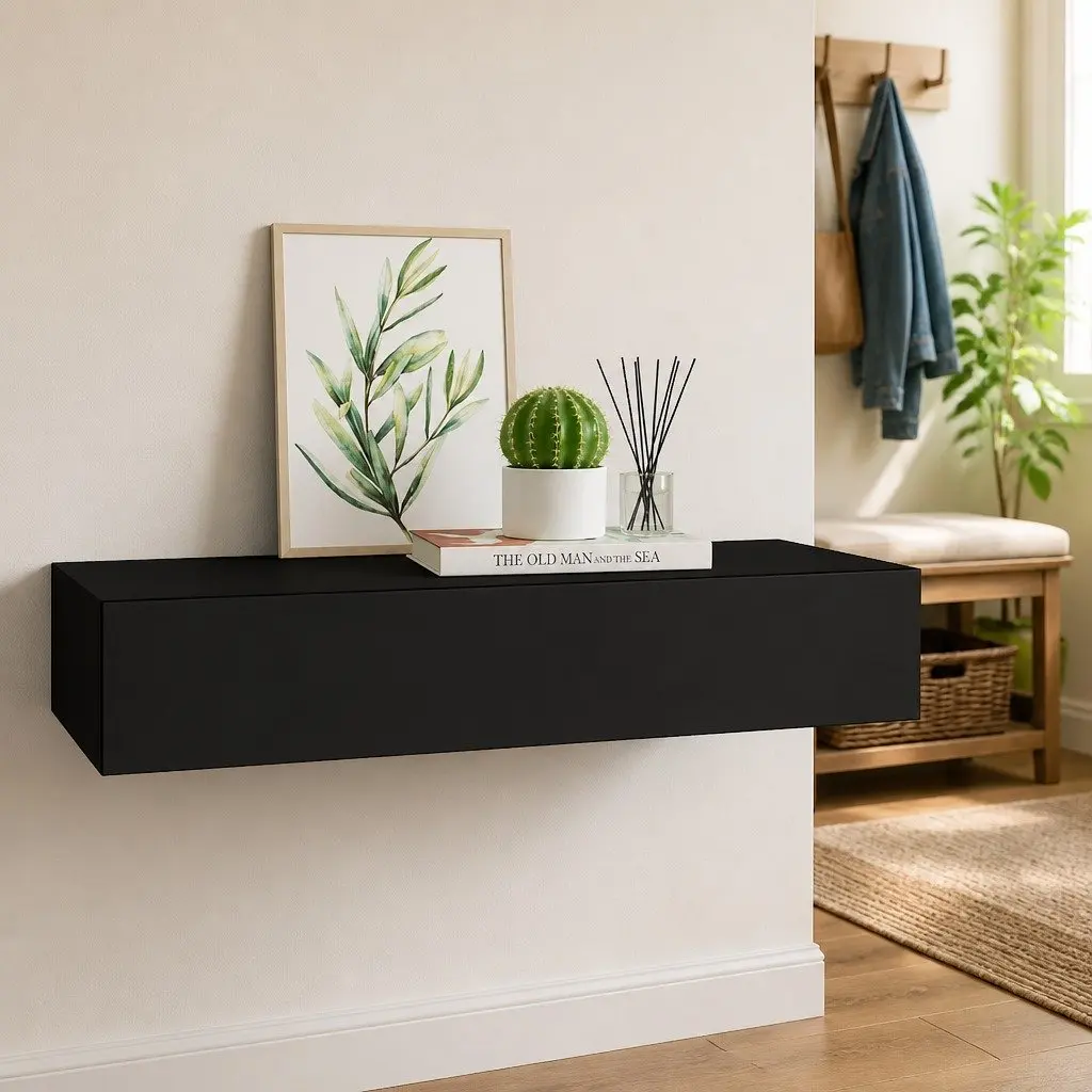 Wall-Mounted Drawer Shelf in Black