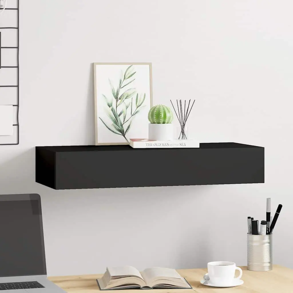 Wall-Mounted Drawer Shelf in Black