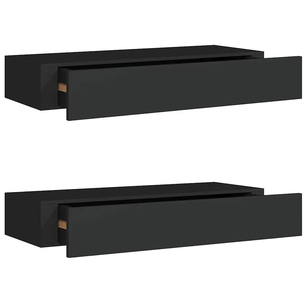 Black Wall-Mounted Drawer Shelves for Storage