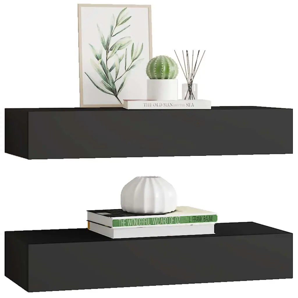 Black Wall-Mounted Drawer Shelves for Storage