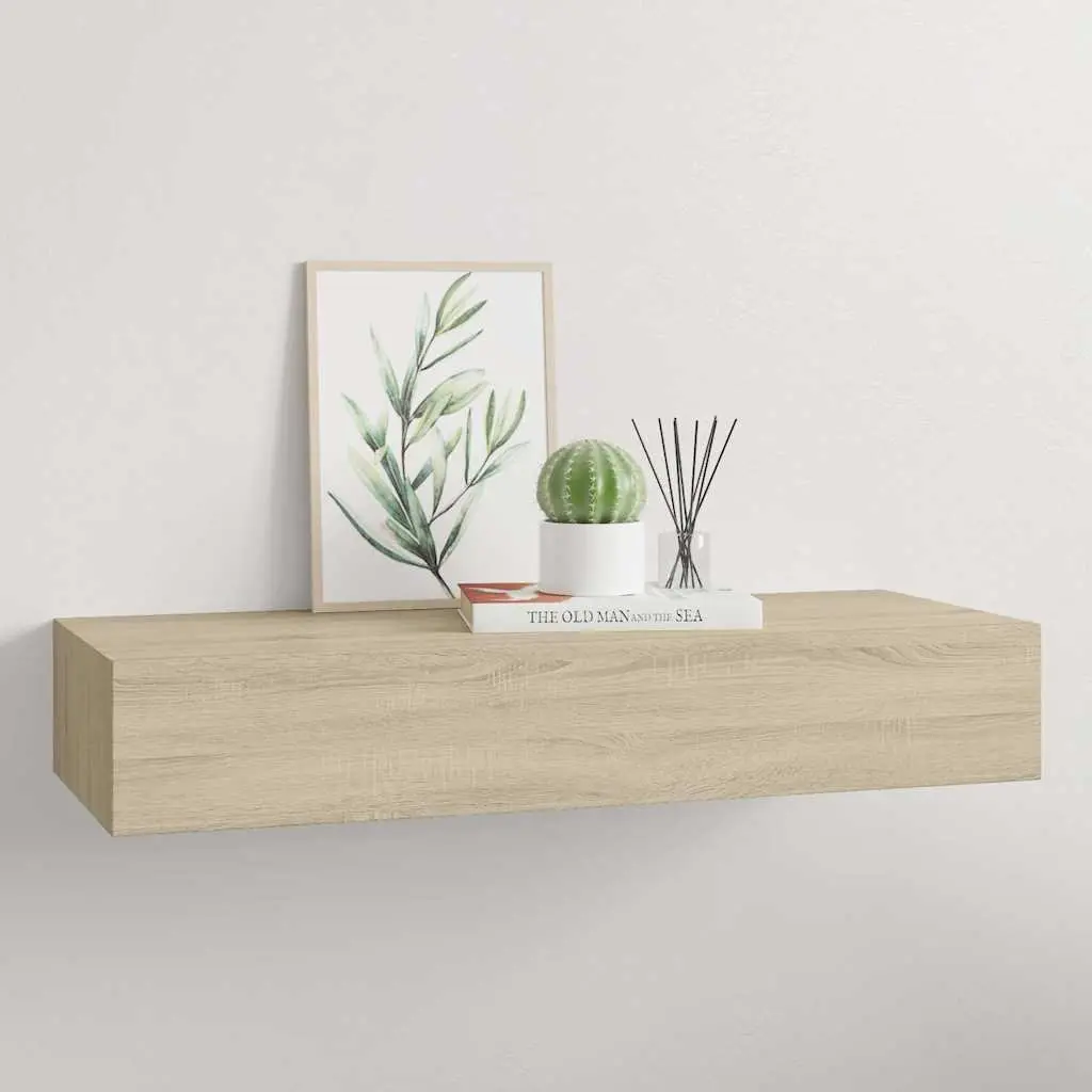 Wall-mounted Drawer Shelf Storage 60x23.5x10cm Oak Brown