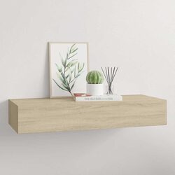 Reliable Oak Brown Floating Shelf with Drawer