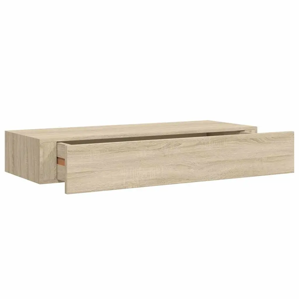 Wall-mounted Drawer Shelf Storage 60x23.5x10cm Oak Brown