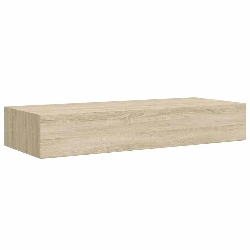Wall-mounted Drawer Shelves Floating Storage Organizer Oak Brown 60x23.5x10cm Set of 2