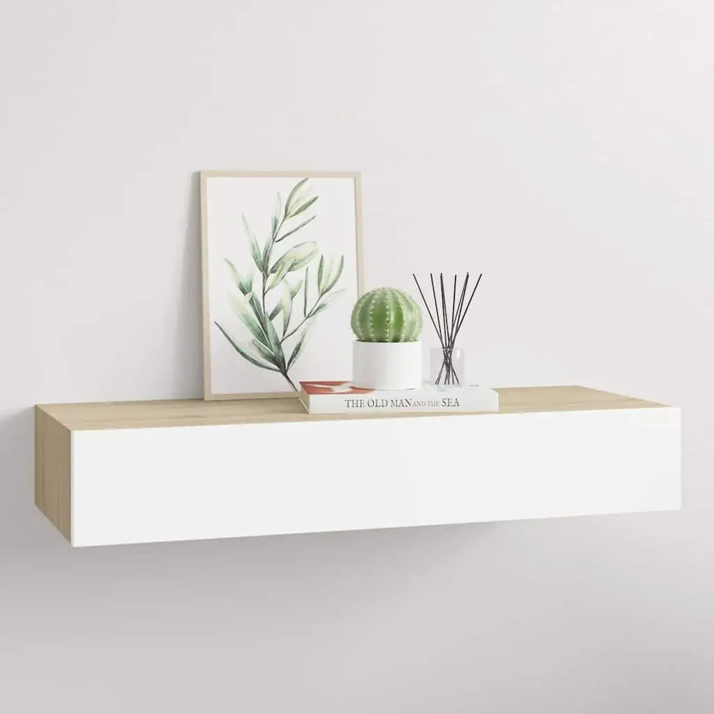 Wall-mounted Drawer Shelf Storage 60x23.5x10cm Brown MDF