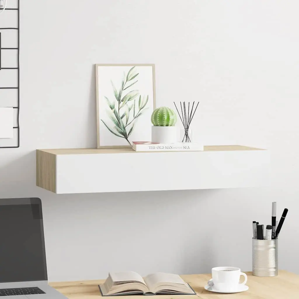 Wall-mounted Drawer Shelf Storage 60x23.5x10cm Brown MDF