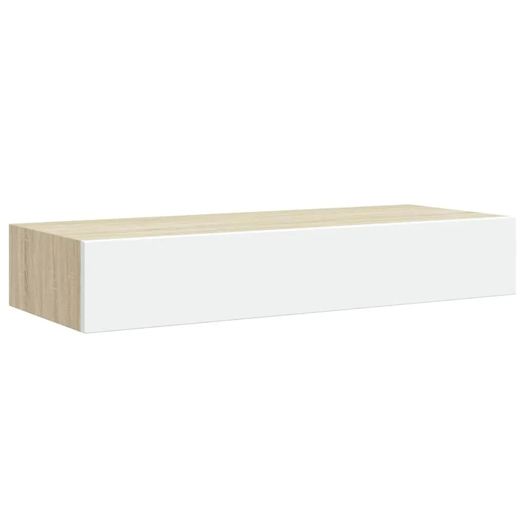 Wall Drawer Shelves 2 Piece Floating Storage 60x23.5x10cm Oak White MDF