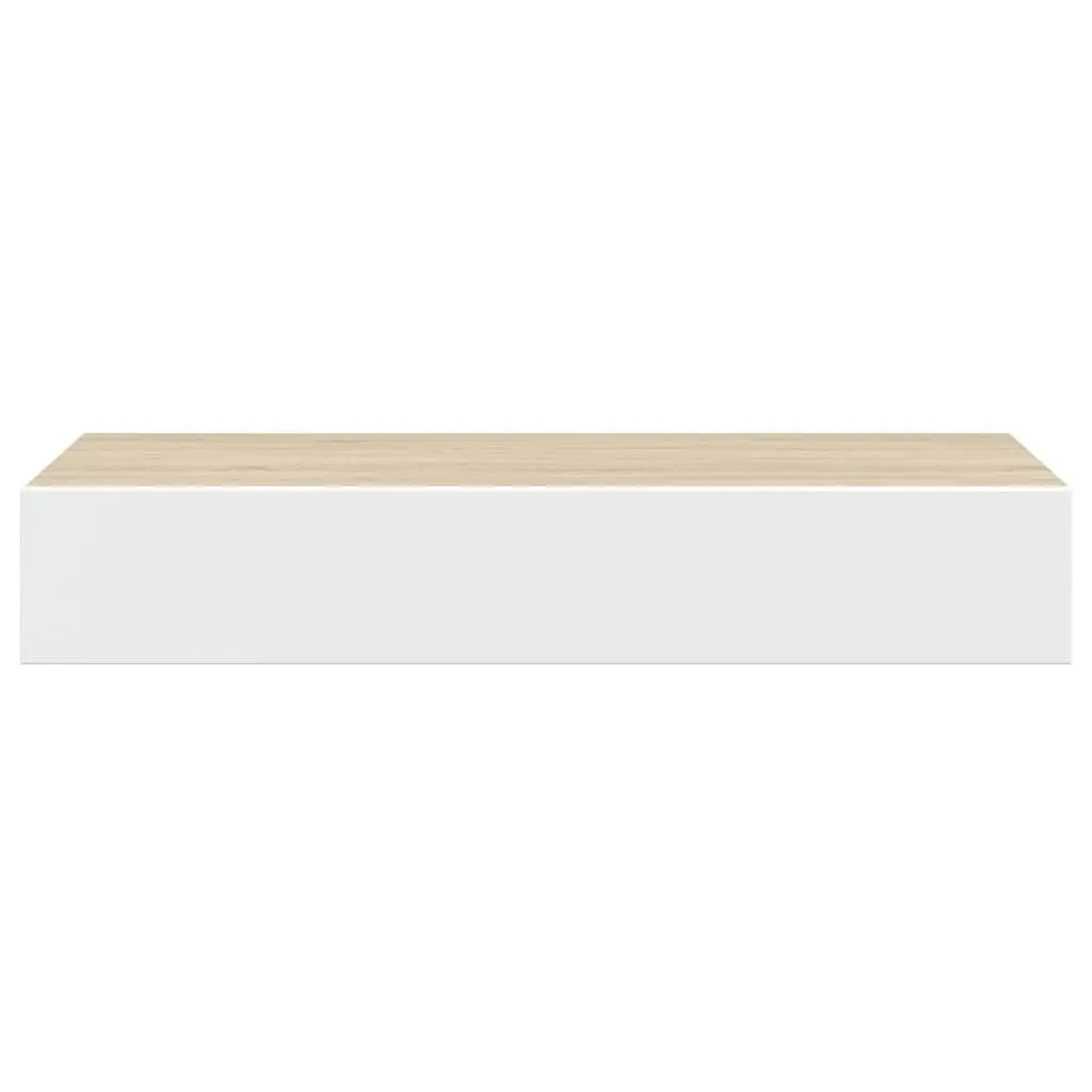 Wall Drawer Shelves 2 Piece Floating Storage 60x23.5x10cm Oak White MDF