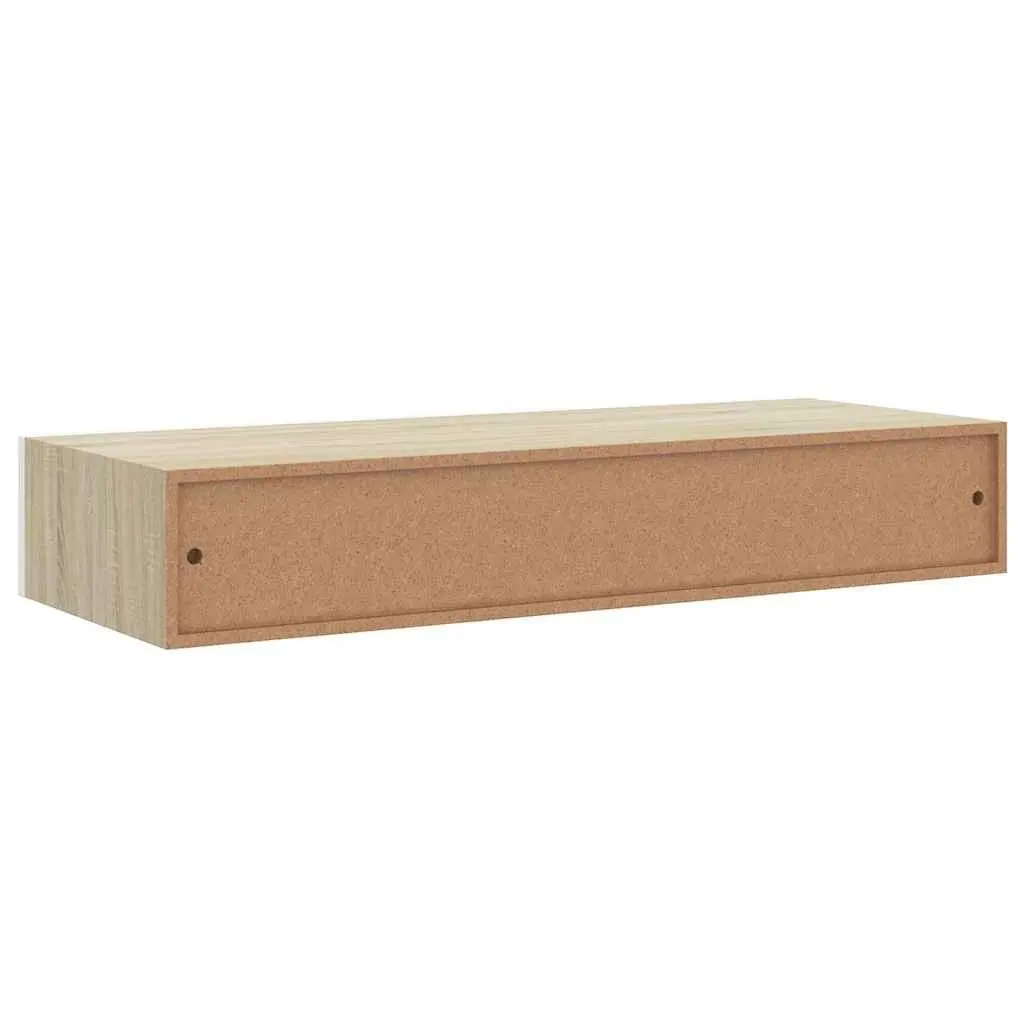 Wall Drawer Shelves 2 Piece Floating Storage 60x23.5x10cm Oak White MDF