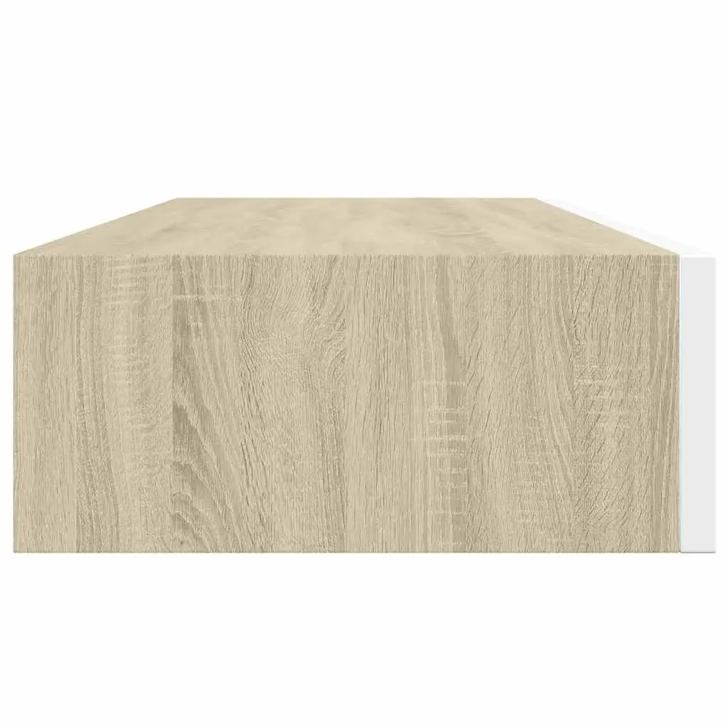 Wall Drawer Shelves 2 Piece Floating Storage 60x23.5x10cm Oak White MDF