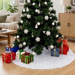 Comforting White Christmas Tree Skirt in Faux Fur