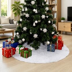 Reliable 150cm White Faux Fur Tree Skirt for the Holidays