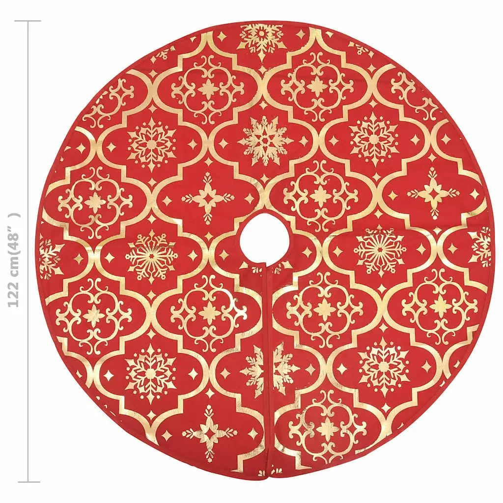 Christmas Tree Skirt Red 122cm Fabric Holiday Decor with Matching Sock