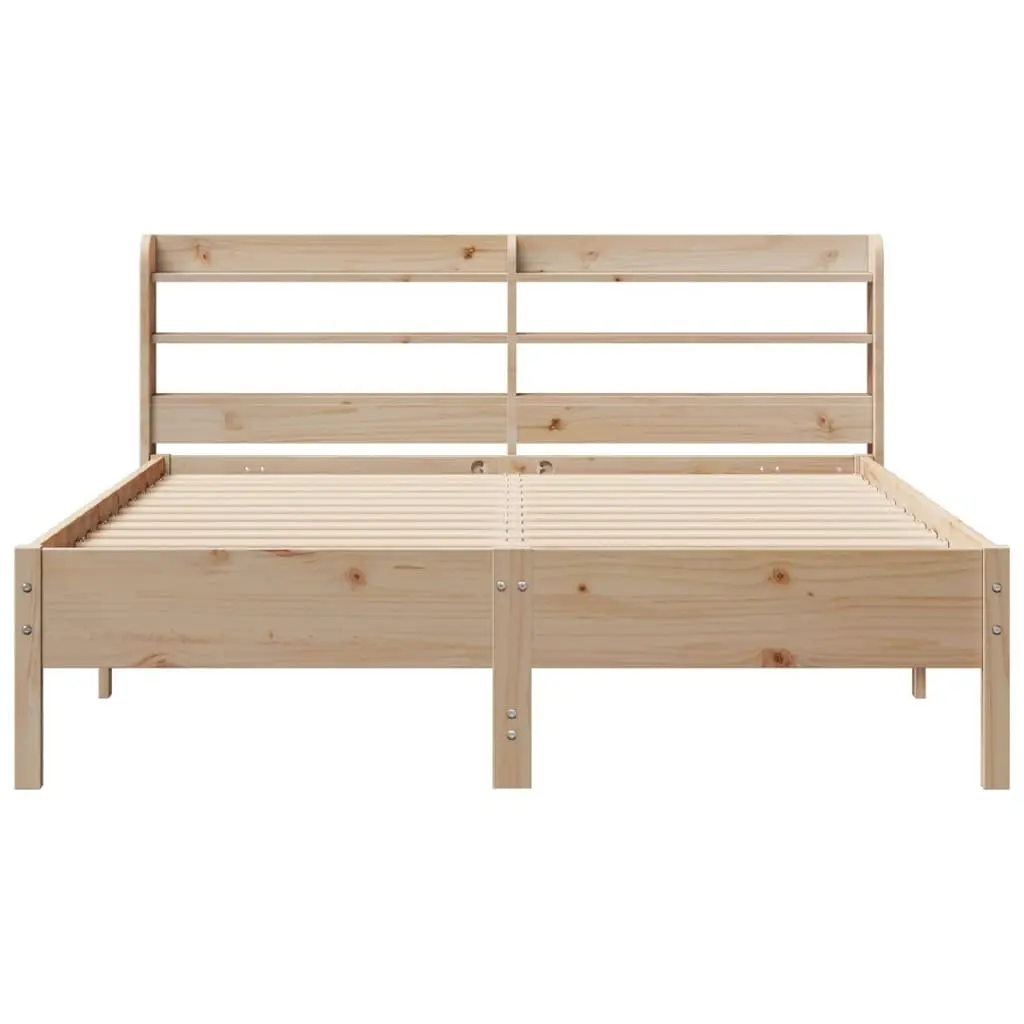 Solid Pine Bed Frame with Storage Headboard