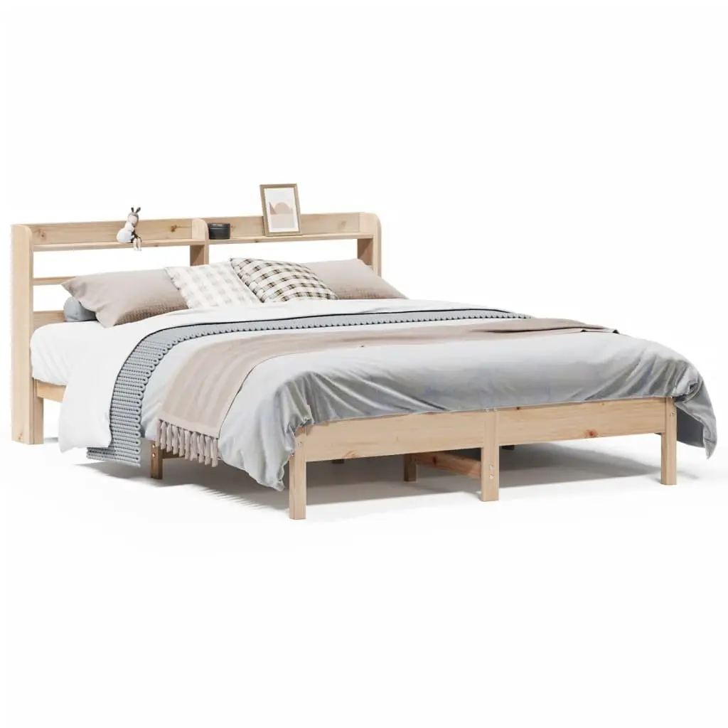 Solid Pine Bed Frame with Integrated Storage
