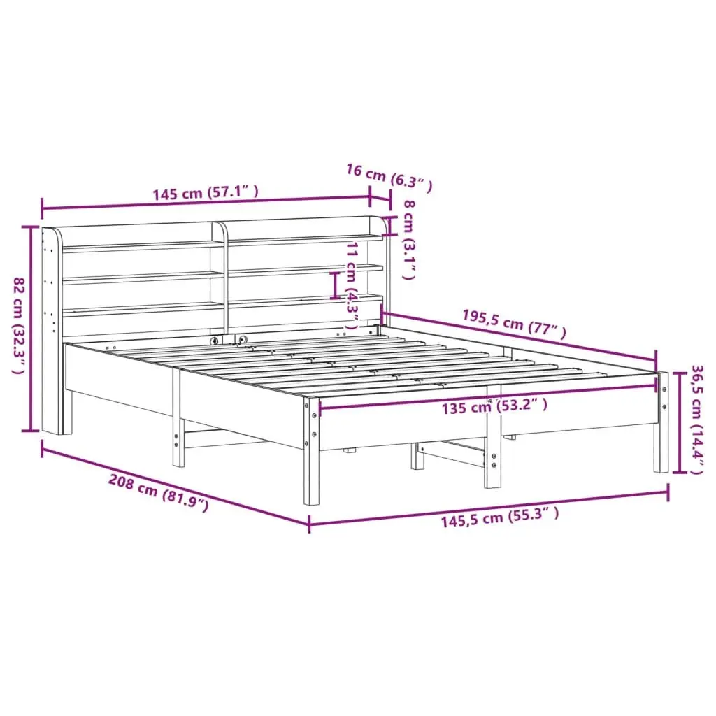 Solid Pine Bed Frame with Integrated Storage