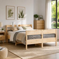 Durable Pine Bed Frame Offering Practical Storage Solutions