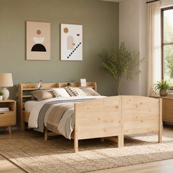 Reliable Solid Wood Pine Bed Frame with Efficient Design