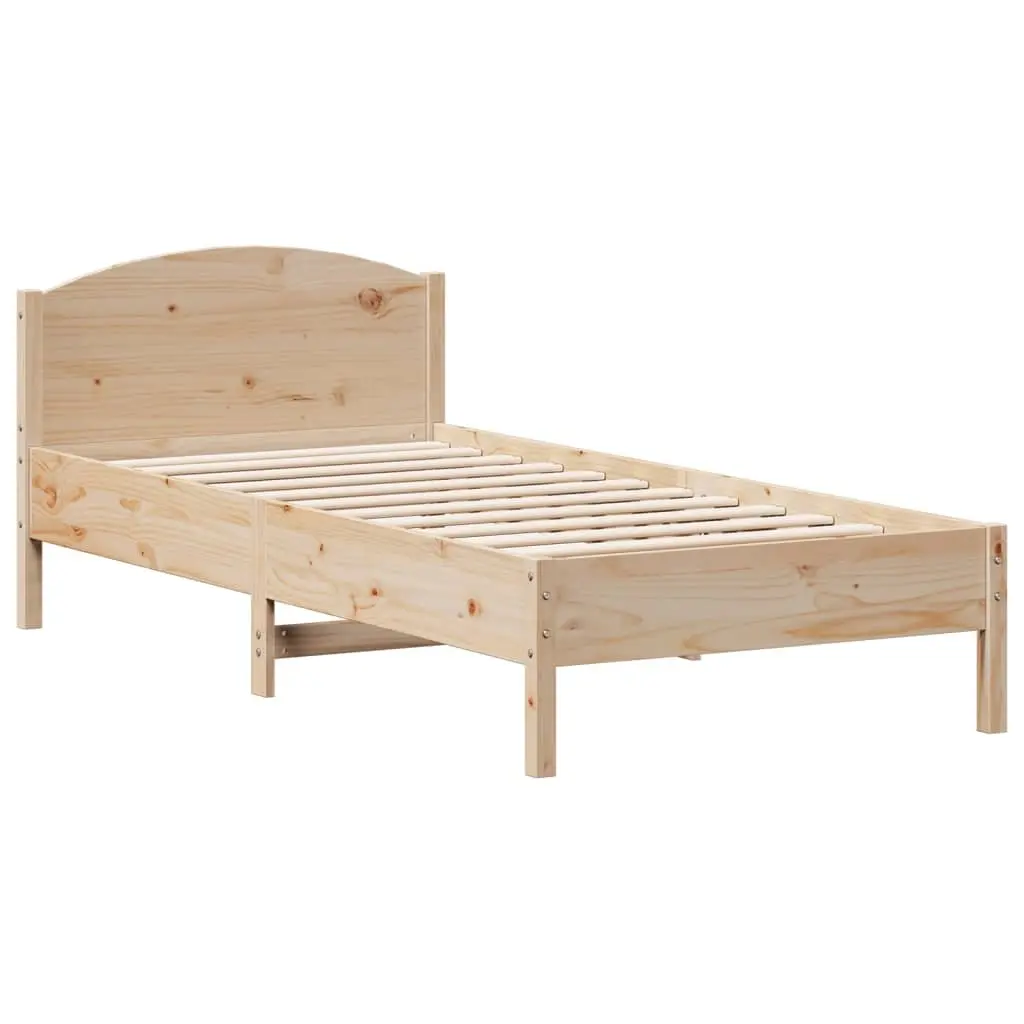 Solid Wood Bed Frame 90x190 cm with Headboard Storage Shelves Brown
