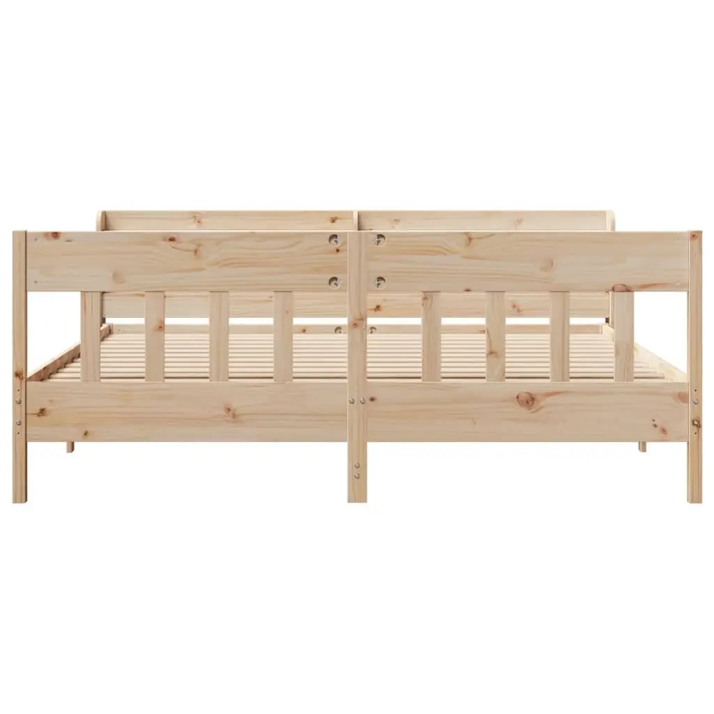 Solid Pine Bed Frame with Headboard Storage 180x200 cm